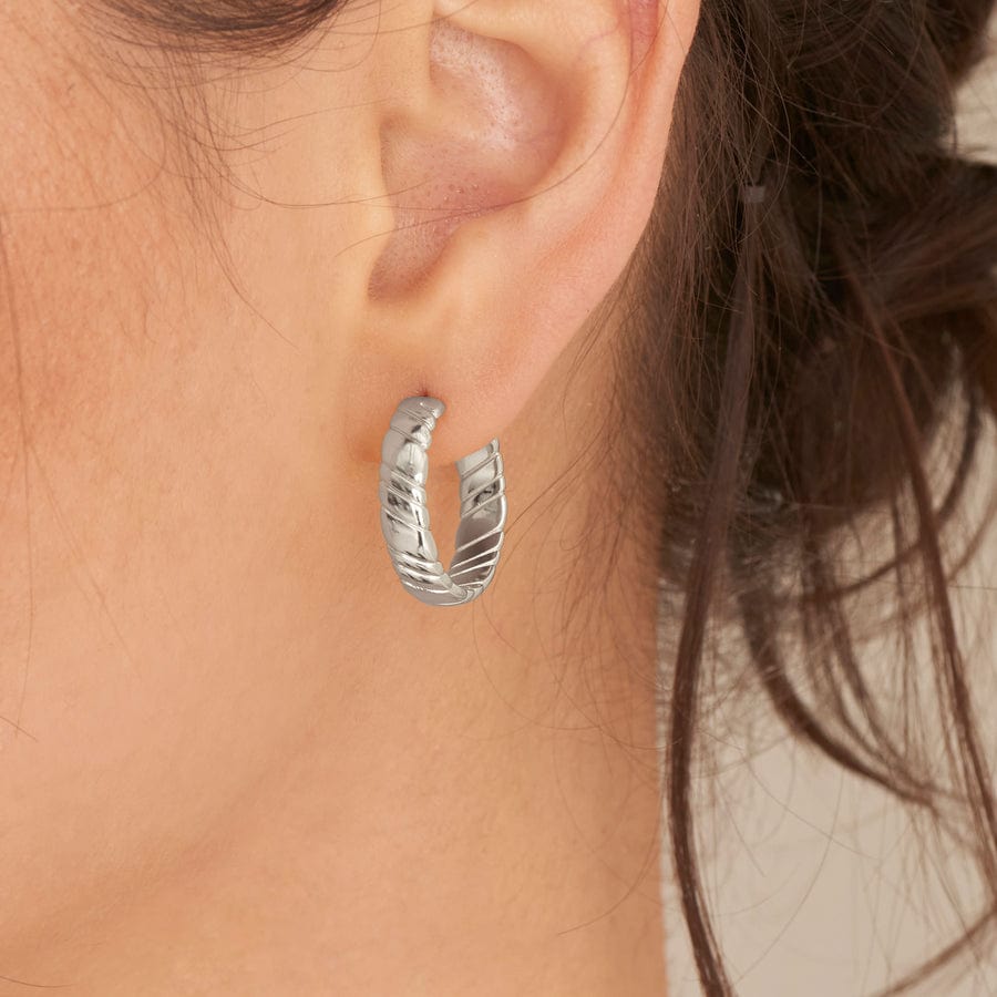 
                      
                        EAR Silver Smooth Twist Hoop Stud Earrings
                      
                    