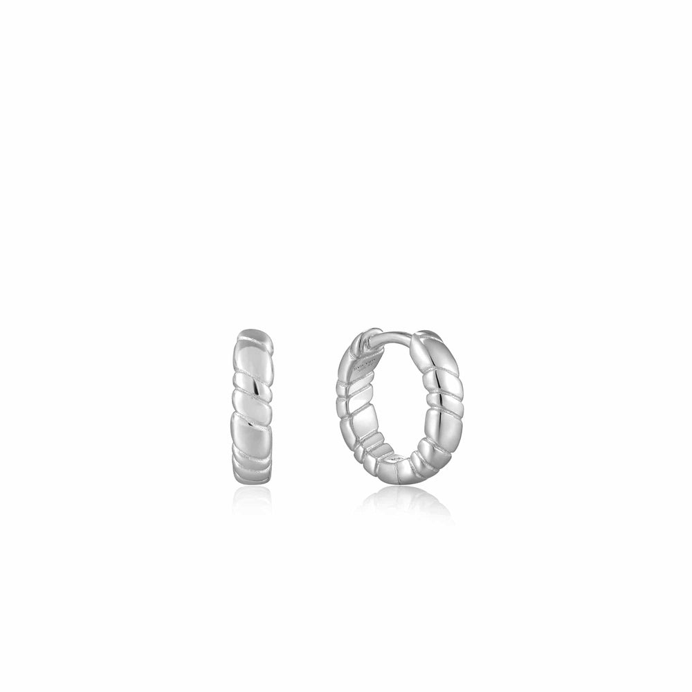 
                      
                        EAR Silver Smooth Twist Huggie Hoop Earrings
                      
                    