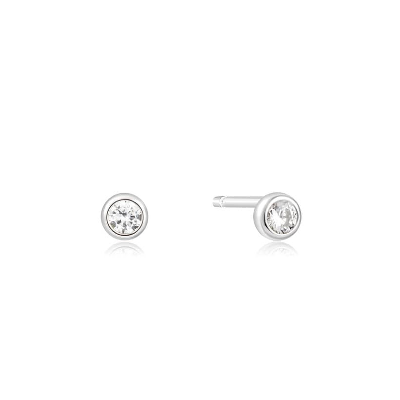 EAR Silver Solitaire Cubic Zirconia Stud Earrings