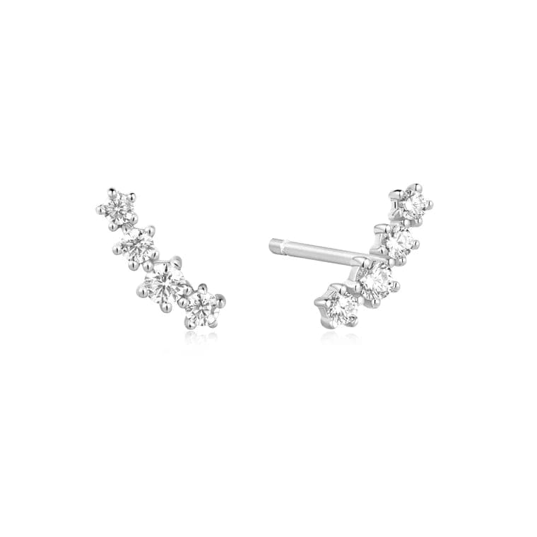 EAR Silver Sparkle Climber Studs