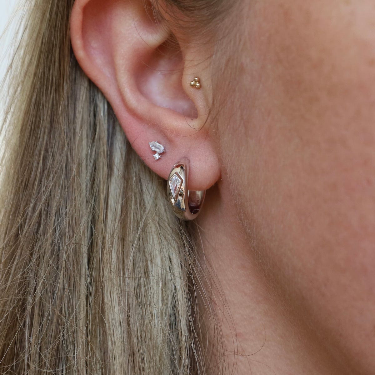 EAR Silver Sparkle Dome Hoop Earrings