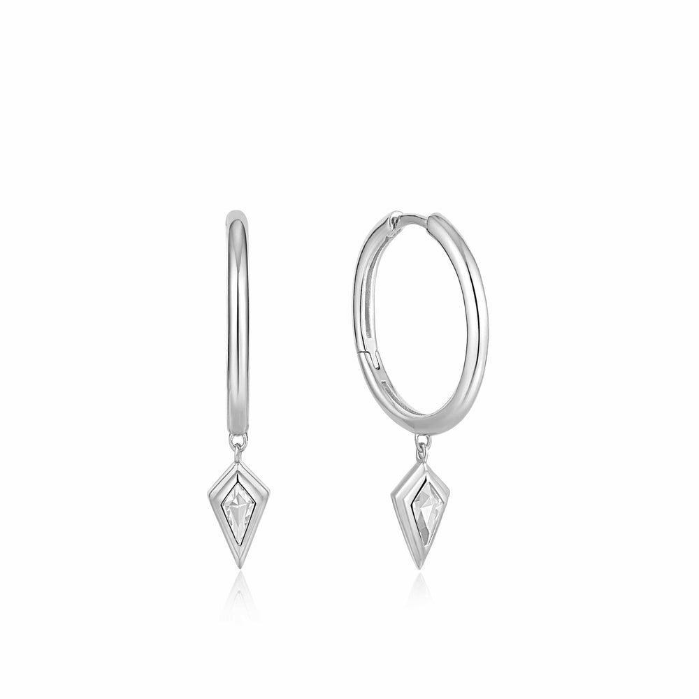 
                      
                        EAR Silver Sparkle Drop Pendant Hoop Earrings
                      
                    