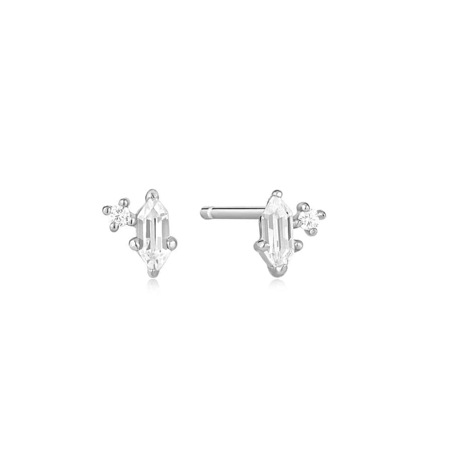 EAR Silver Sparkle Emblem Stud Earrings