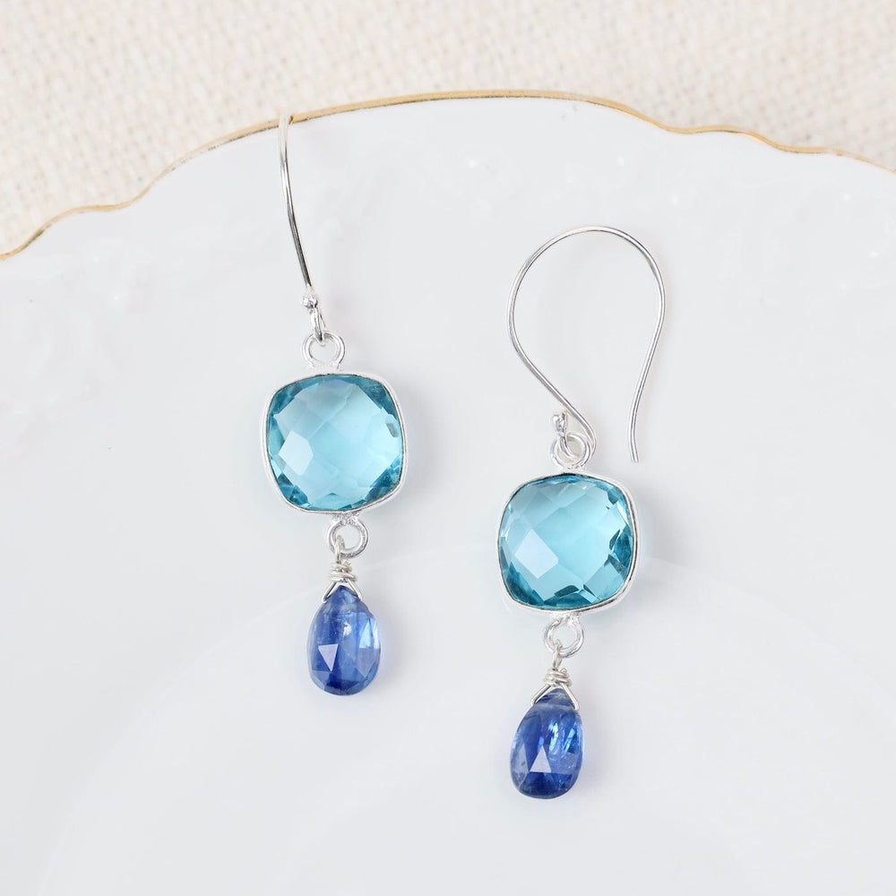 
                  
                    EAR Silver Square Earring in Swiss Blue Quartz & Kyani
                  
                