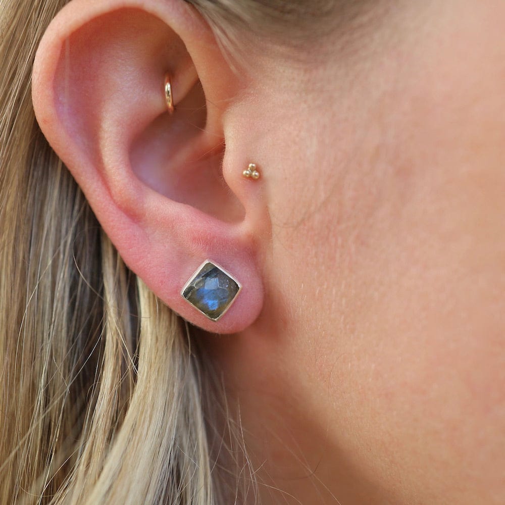 EAR Silver Square Madeline Stud Earrings - Labradorite