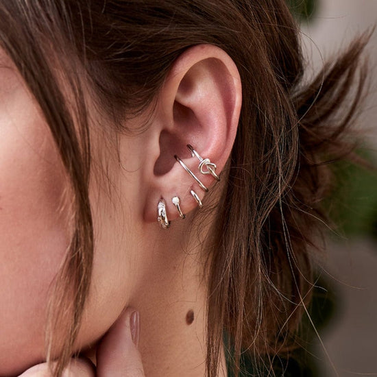 EAR Silver Starry Kyoto Opal Huggie Hoop Earrings
