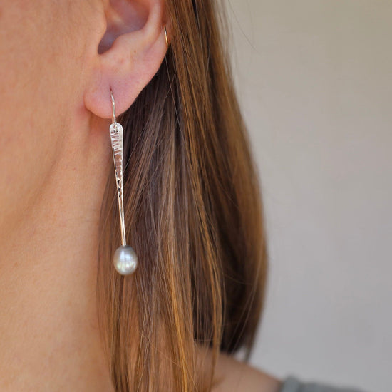 EAR Silver Stick with Pearl - Large