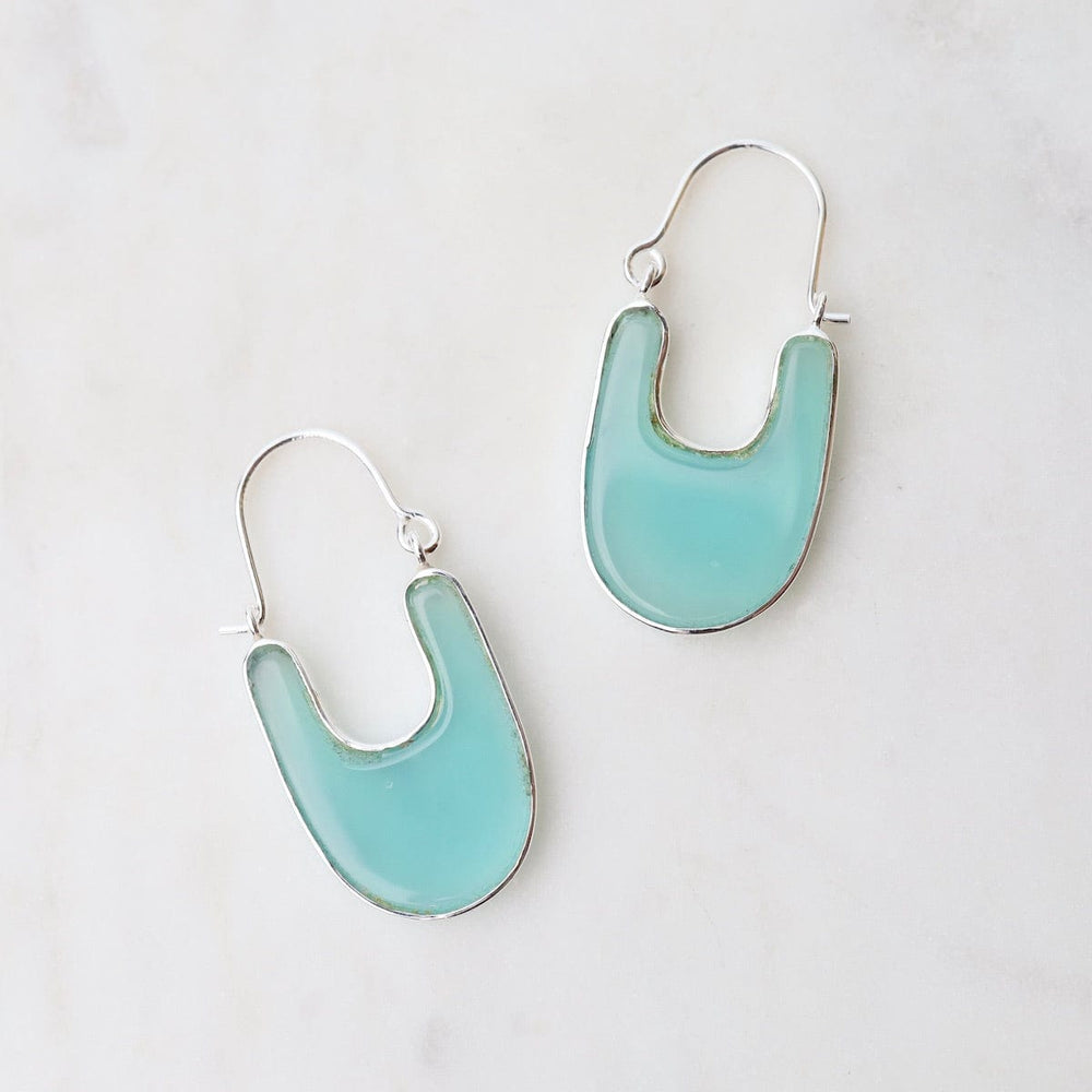 
                      
                        EAR Silver Stone Slice Hoop Earrings - Aqua Blue Chalcedony
                      
                    