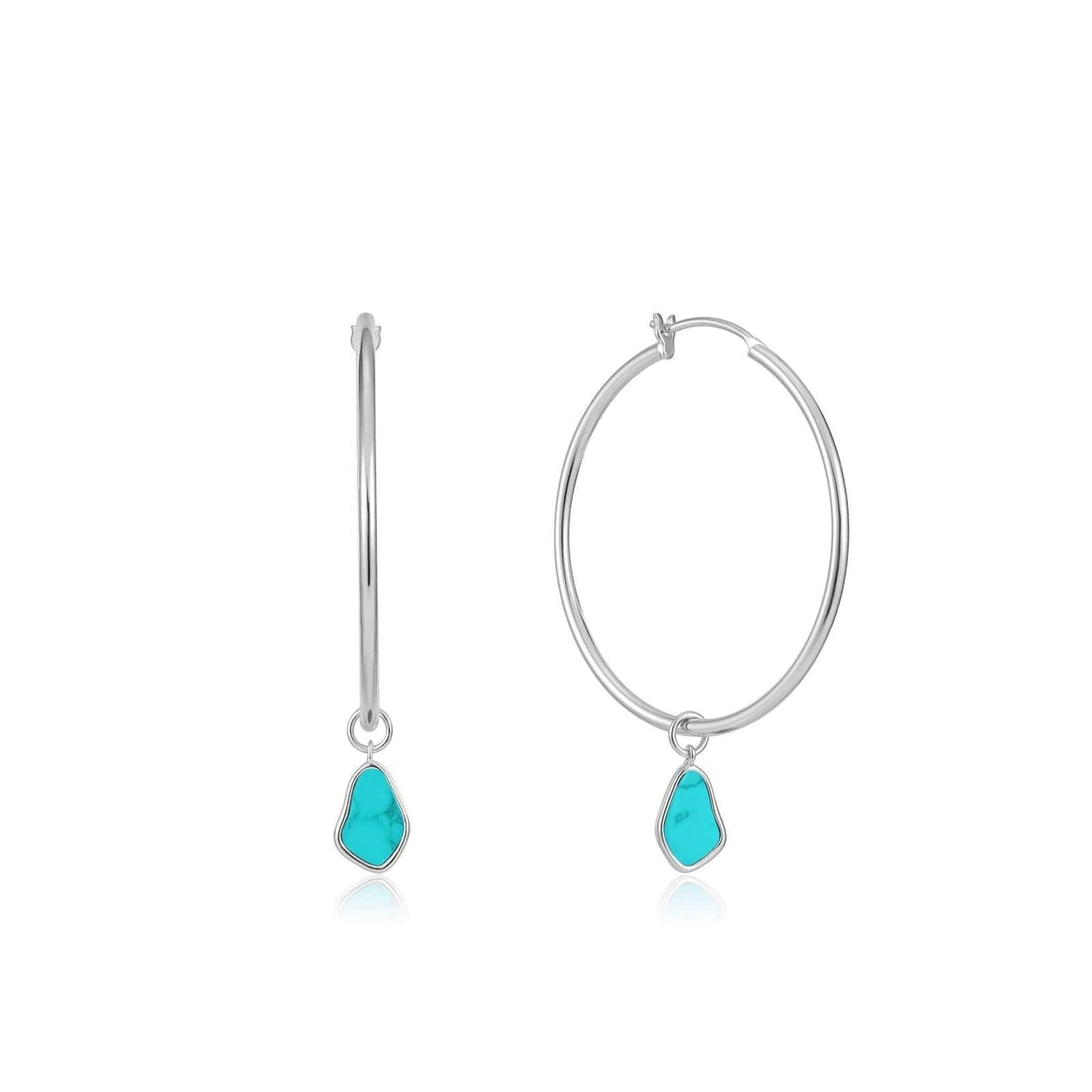 EAR Silver Tidal Turquoise Drop Hoop Earrings