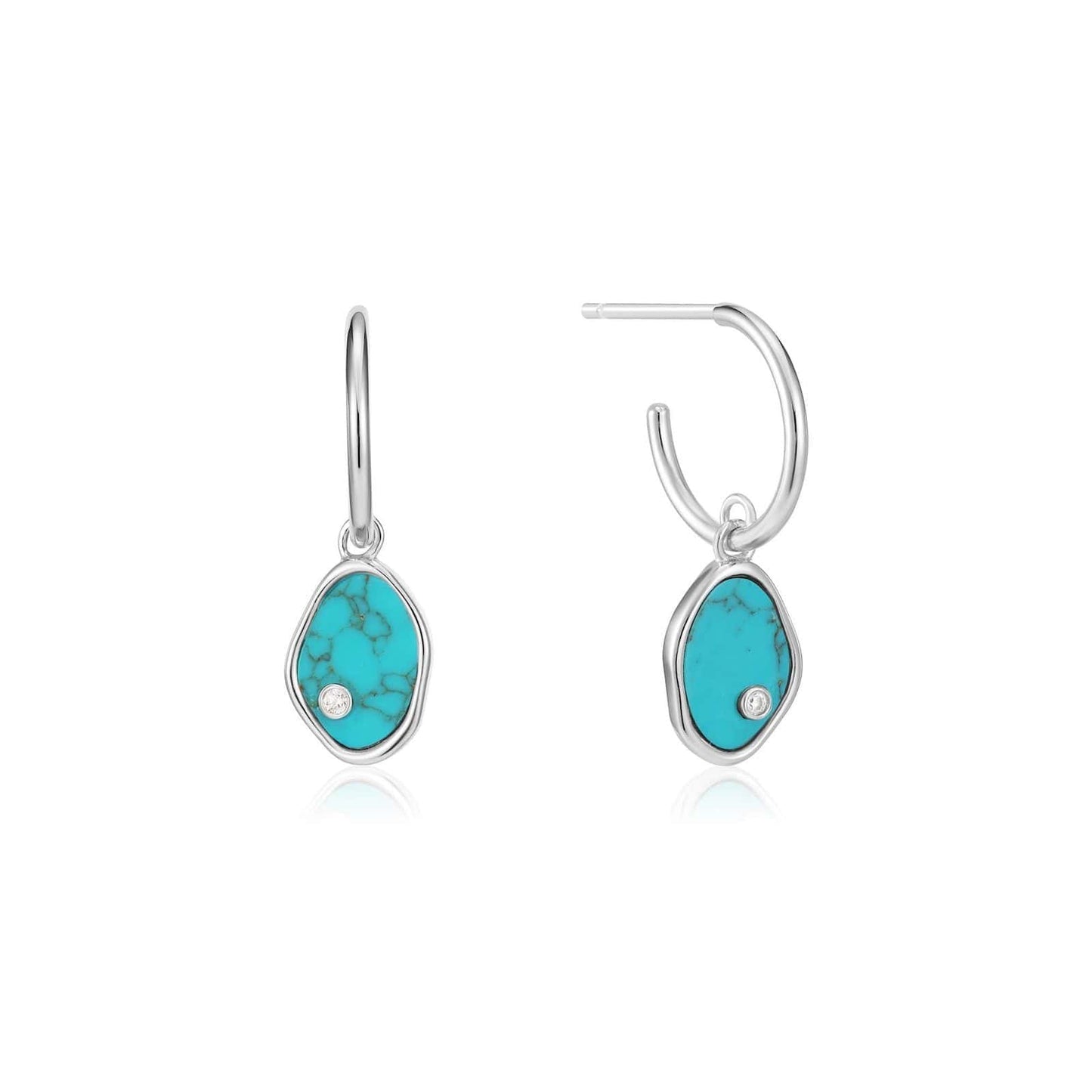 EAR Silver Tidal Turquoise Mini Hoop Earrings