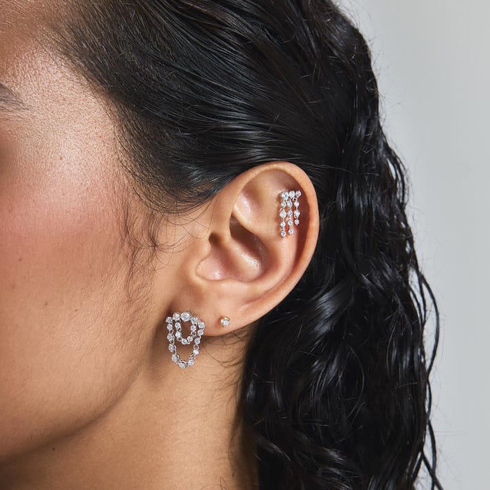 EAR Silver Triple Fridge Stud Earrings