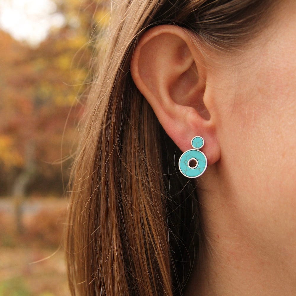 
                      
                        EAR Silver Turquoise Disc Ear Jackets
                      
                    