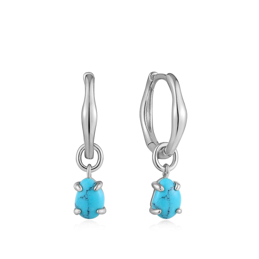 
                      
                        EAR Silver Turquoise Drop Wave Huggie Hoop Earrings
                      
                    