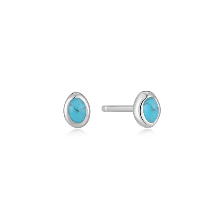 EAR Silver Turquoise Wave Stud Earrings