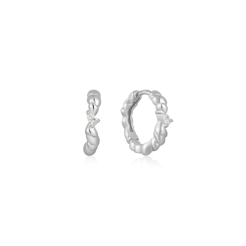 
                      
                        EAR Silver Twisted Wave Huggie Hoop Earrings
                      
                    