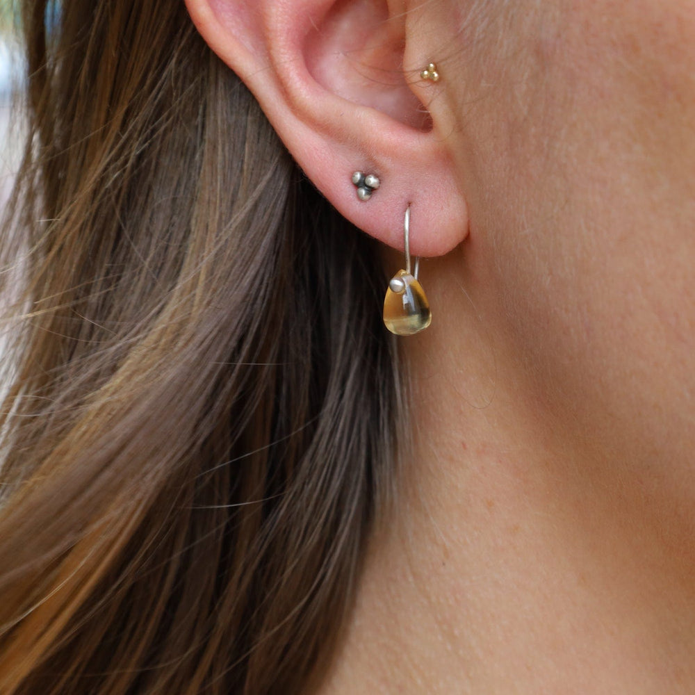 EAR Simple Citrine Tear Drop Dangle Earring