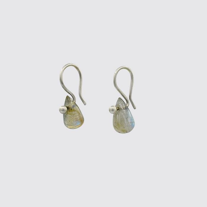 EAR Simple Labradorite Tear Drop Dangle Earring