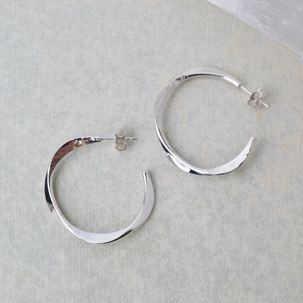 EAR Small Abstract Flattened Curve Hoops