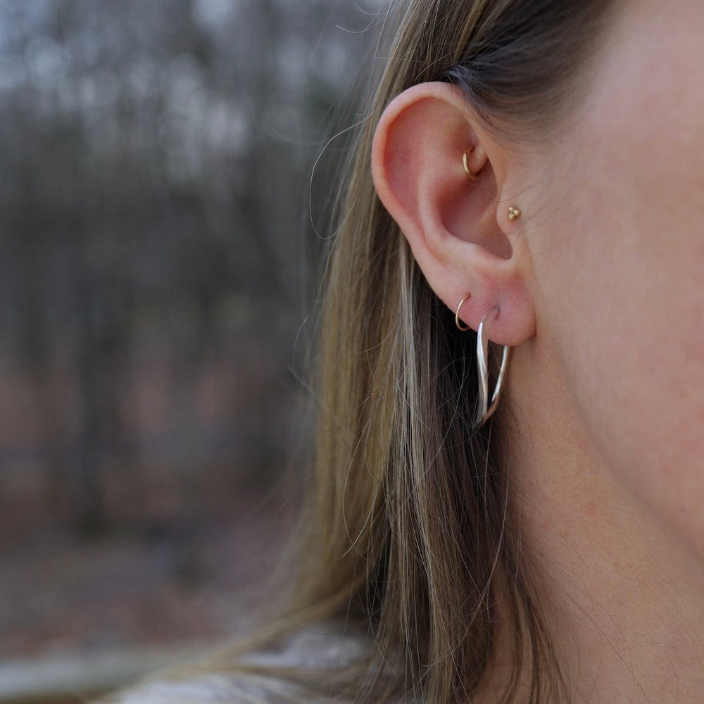 EAR Small Abstract Flattened Curve Hoops