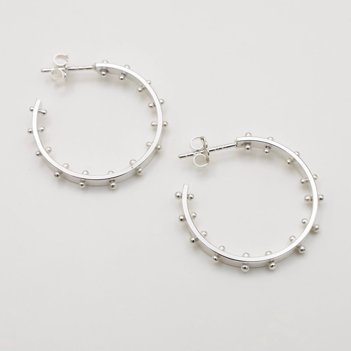 EAR Small Ball Hoops in Polished Silver
