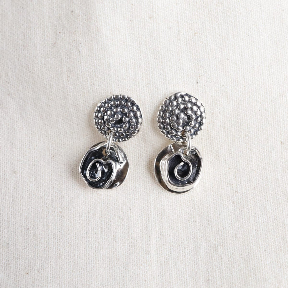 
                      
                        EAR Small Beaded Spiral with Small Rose Drop Earrings
                      
                    