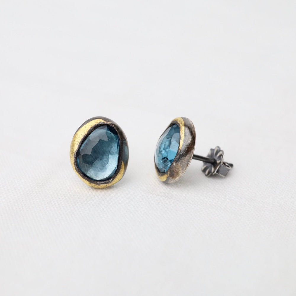 
                  
                    EAR Small Crescent Rim Post Earrings with London Blue Topaz
                  
                