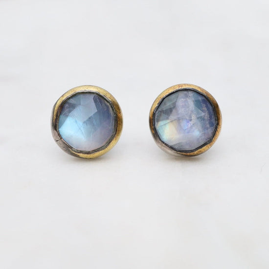 EAR Small Crescent Rim Post Earrings with Moonstone