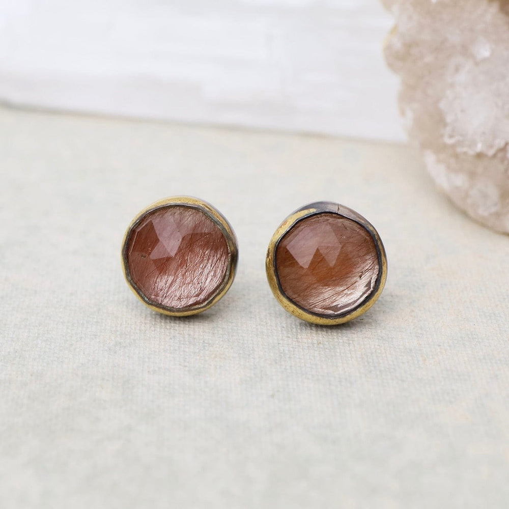 
                  
                    EAR Small Crescent Rim Post Earrings with Rutile Quart
                  
                