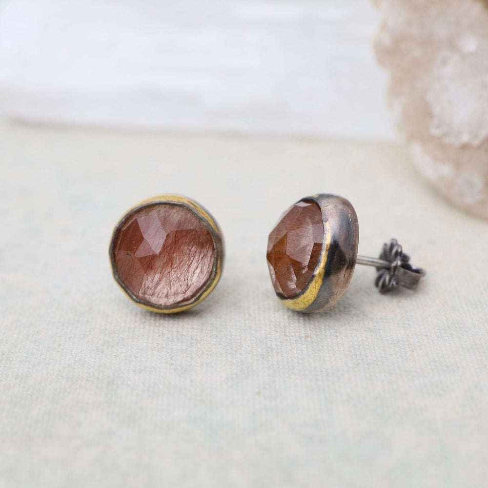 
                  
                    EAR Small Crescent Rim Post Earrings with Rutile Quart
                  
                