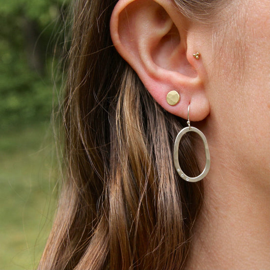 EAR Small Diamond Pebble Earrings - Silver