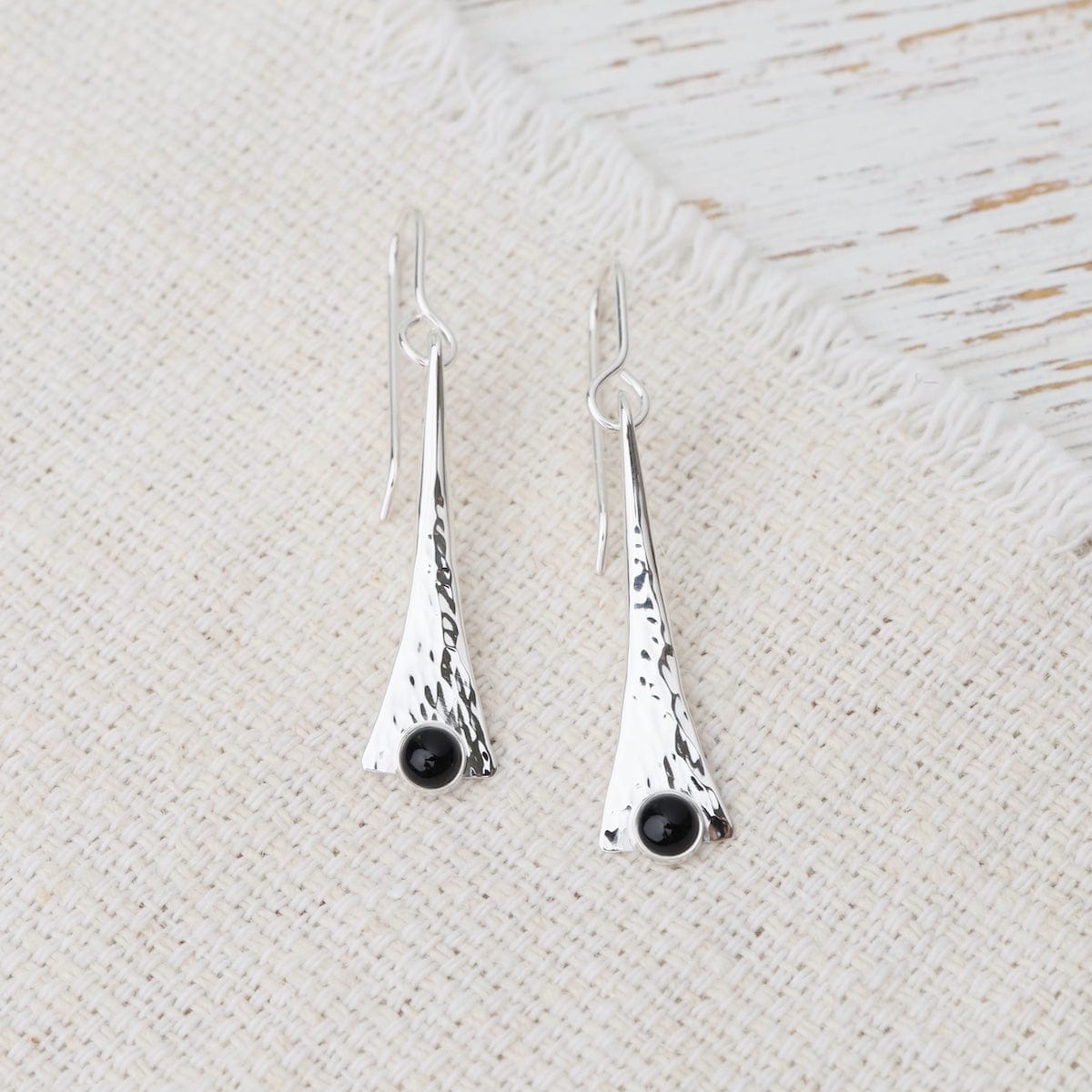 EAR Small Fan Earrings with Onyx