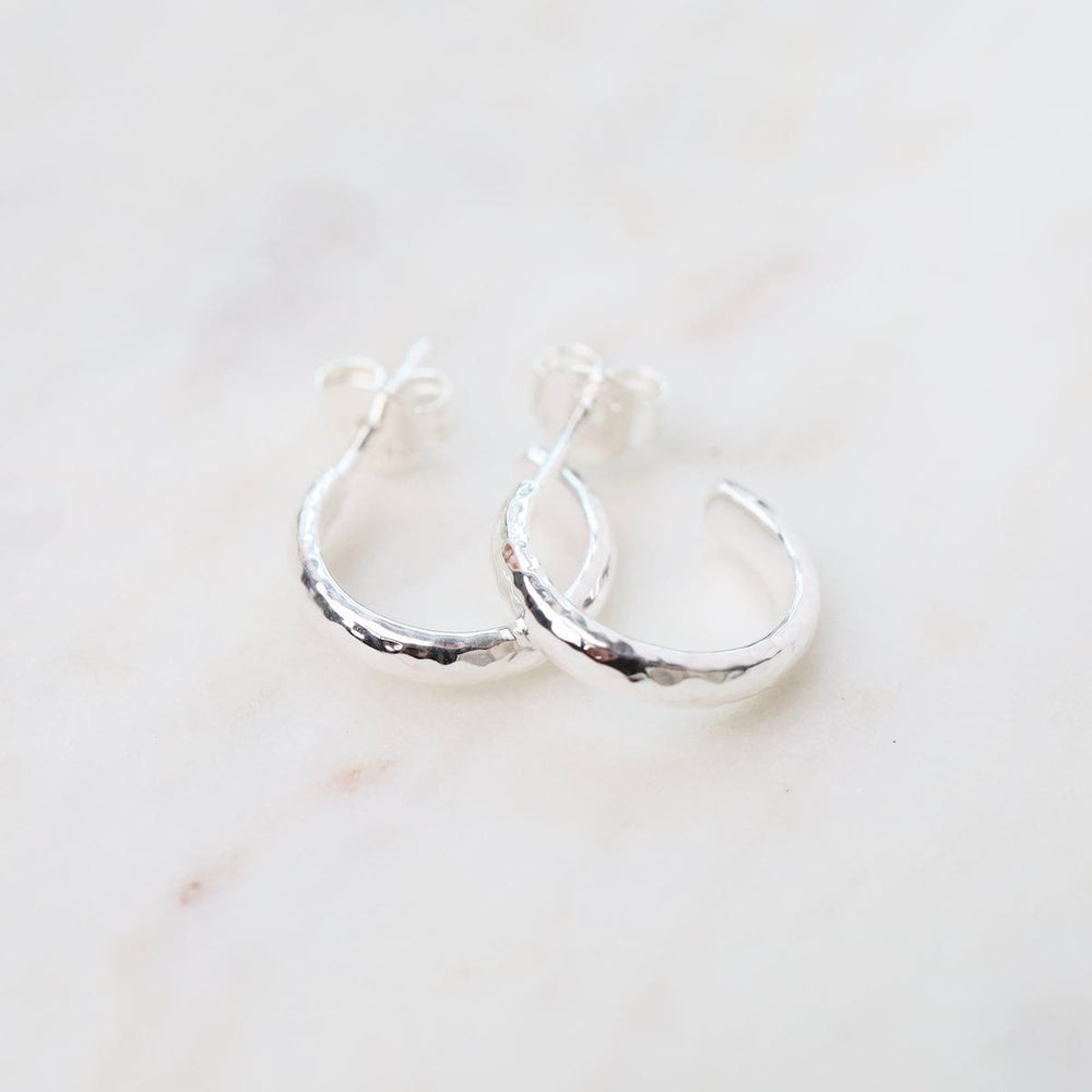 EAR Small Finely Hammered Hoops in Sterling Silver