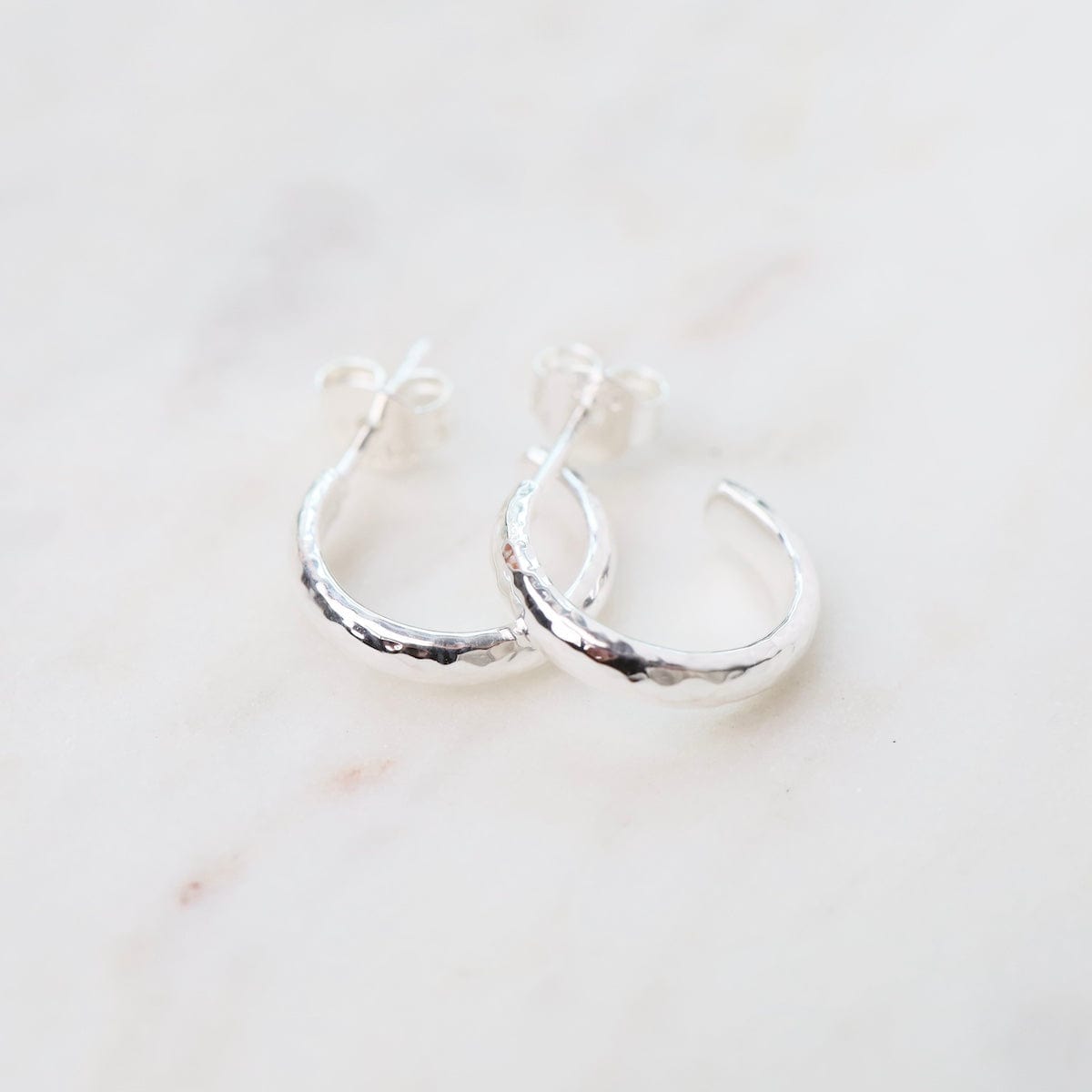 EAR Small Finely Hammered Hoops in Sterling Silver