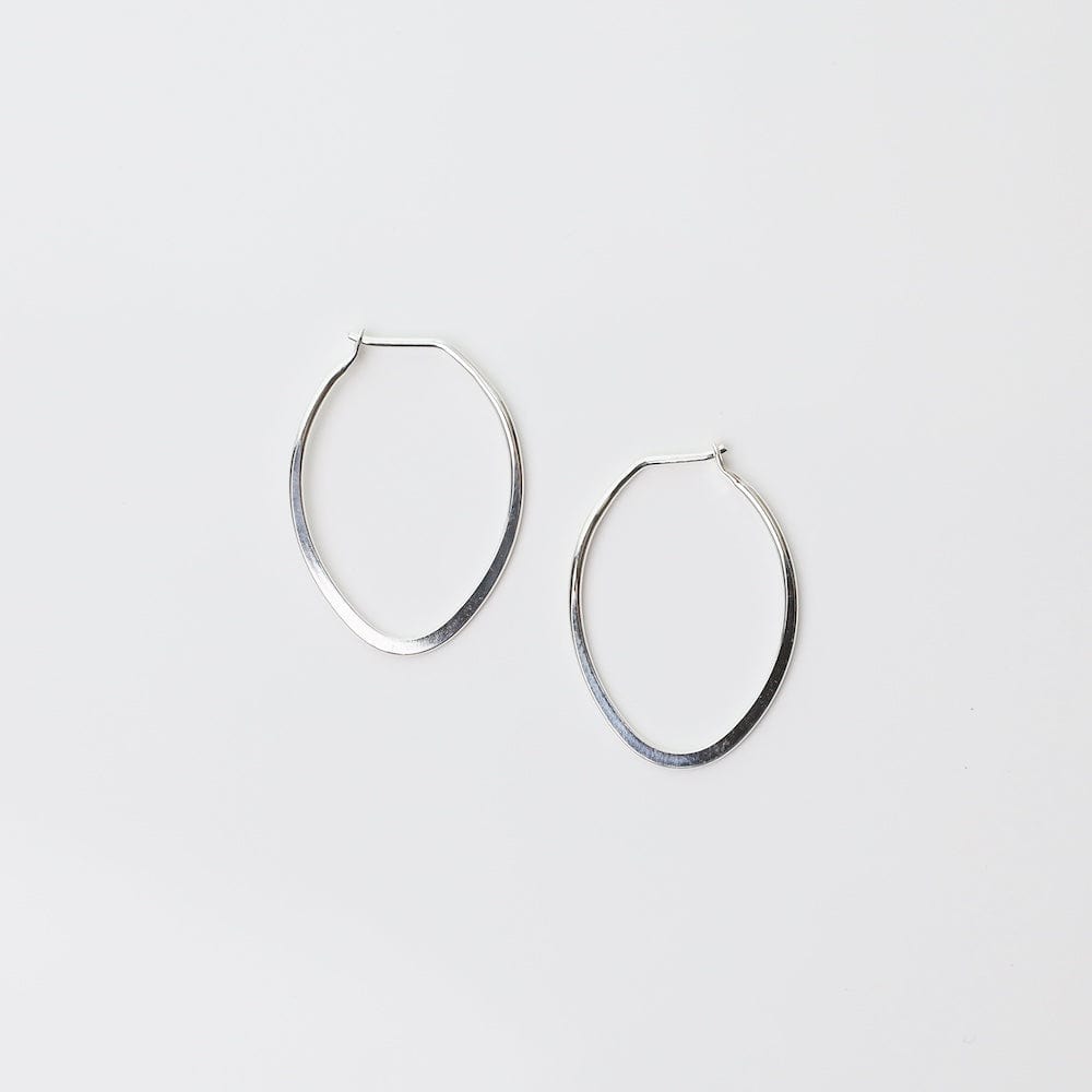 EAR Small Flattened Oval Hoop Earrings in Sterling Silver