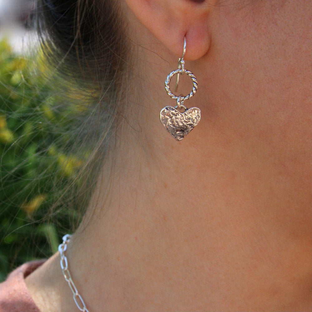 
                      
                        EAR Small Heart on Textured Hoop Earring
                      
                    