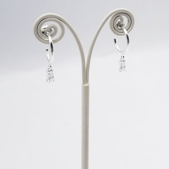 EAR Small Hoop With Hanging CZ Baguette