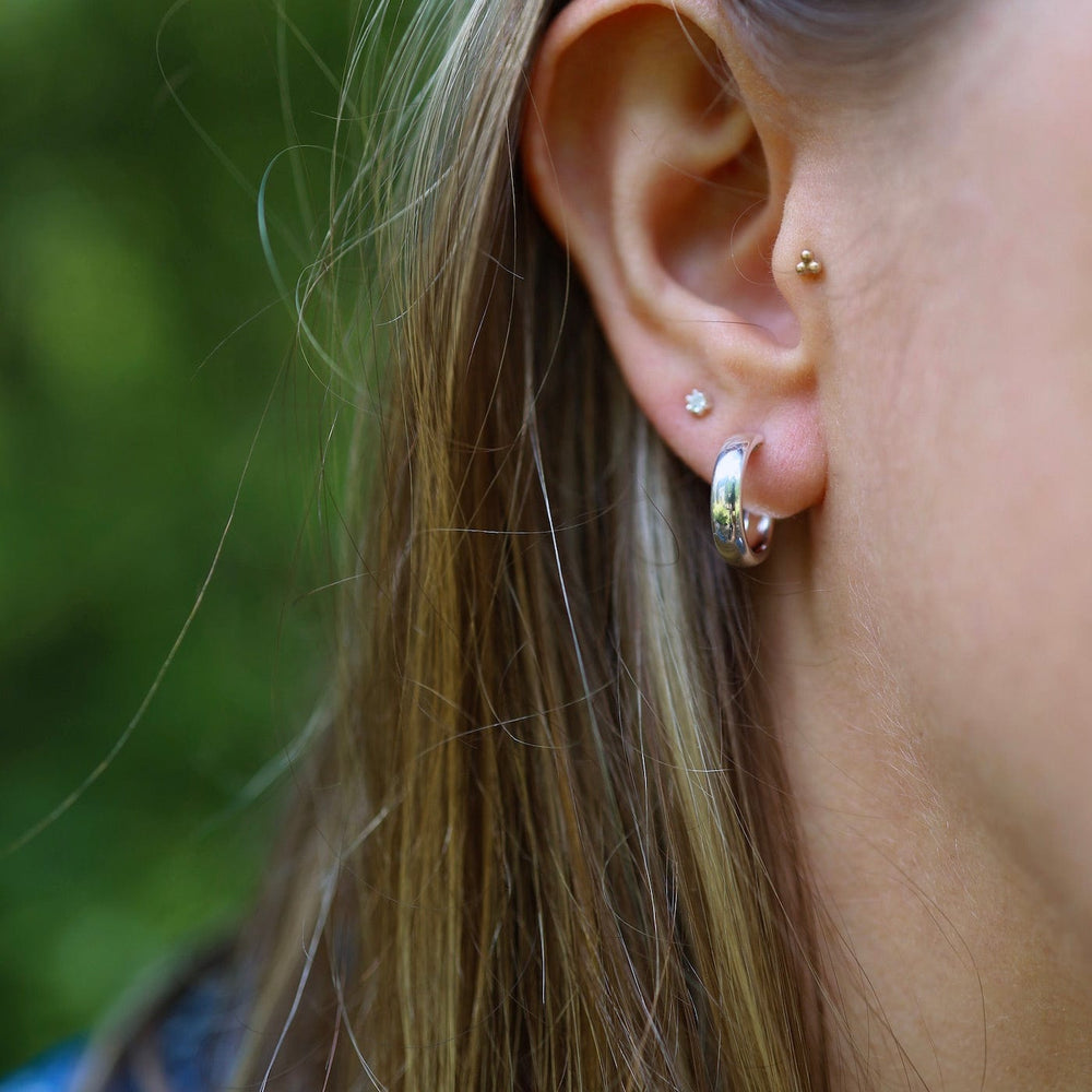 EAR Small Hoops on Post - Sterling Silver