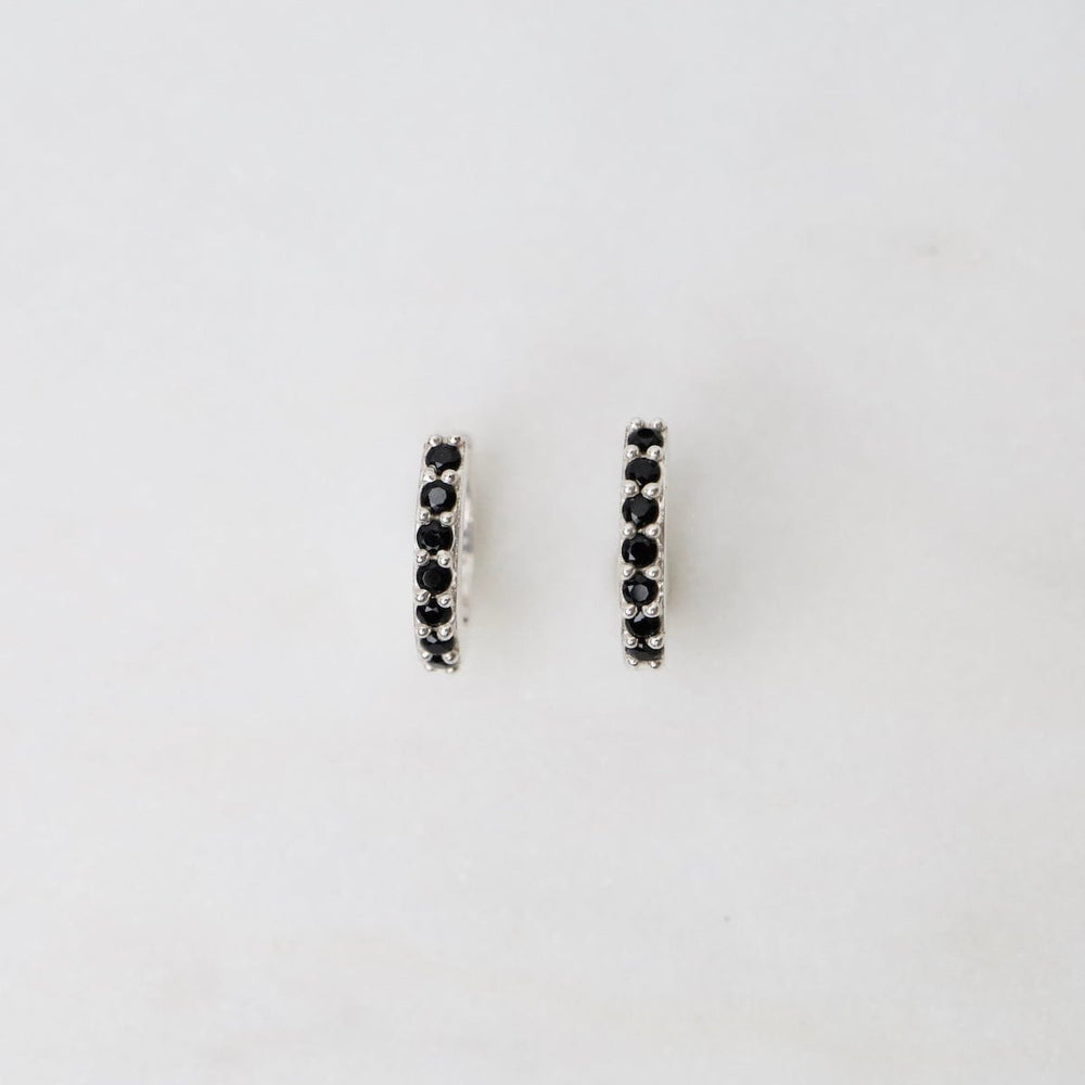 
                      
                        EAR Small Huggie Hoops with Black Stones
                      
                    