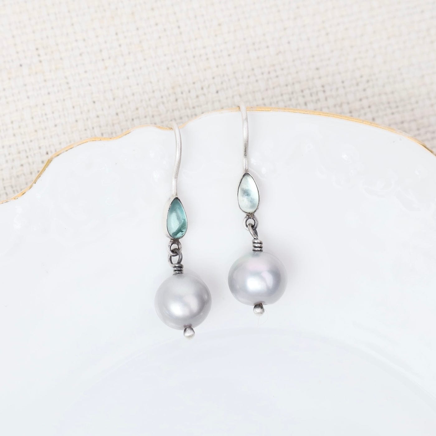 EAR Small Pearl and Marquis Apatite Drops
