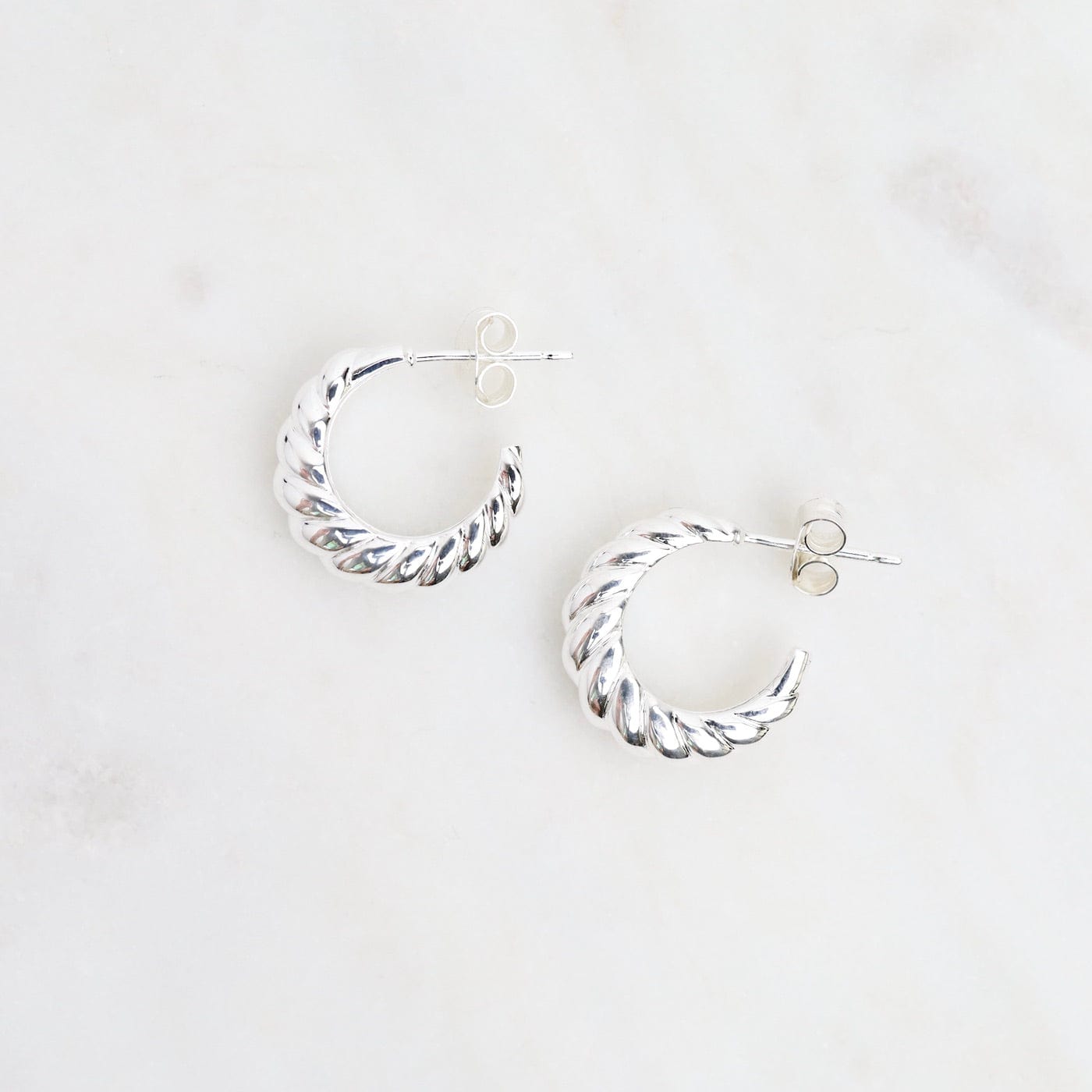 EAR Small Puffy Twist Hoops - Sterling Silver