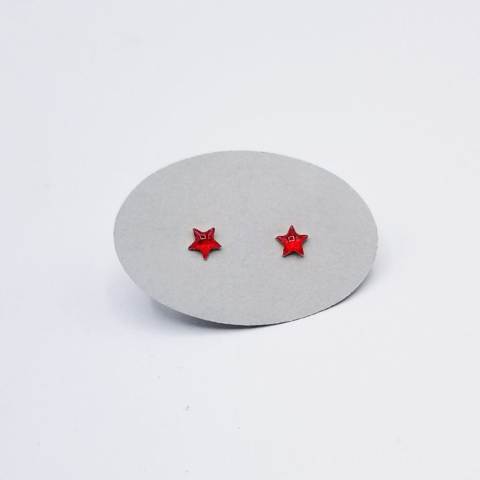 EAR SMALL RED ENAMEL STAR POST EARRING