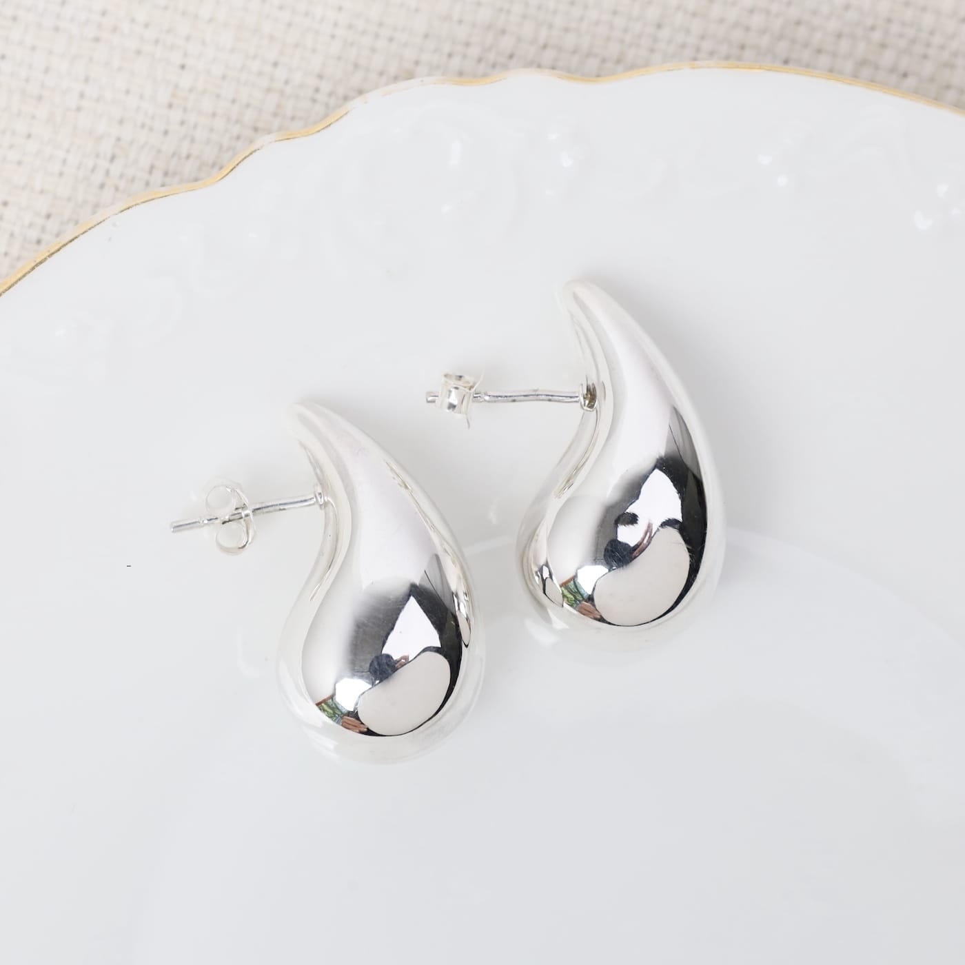 EAR Small Silver Electroformed Raindrop Earrings