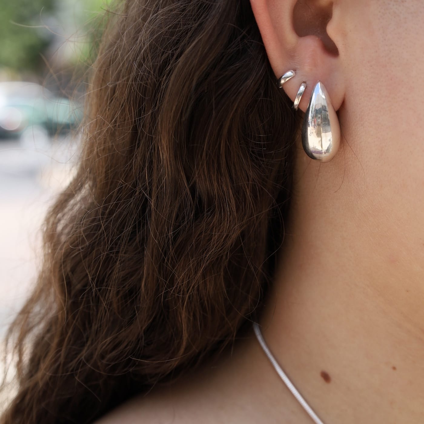 EAR Small Silver Electroformed Raindrop Earrings