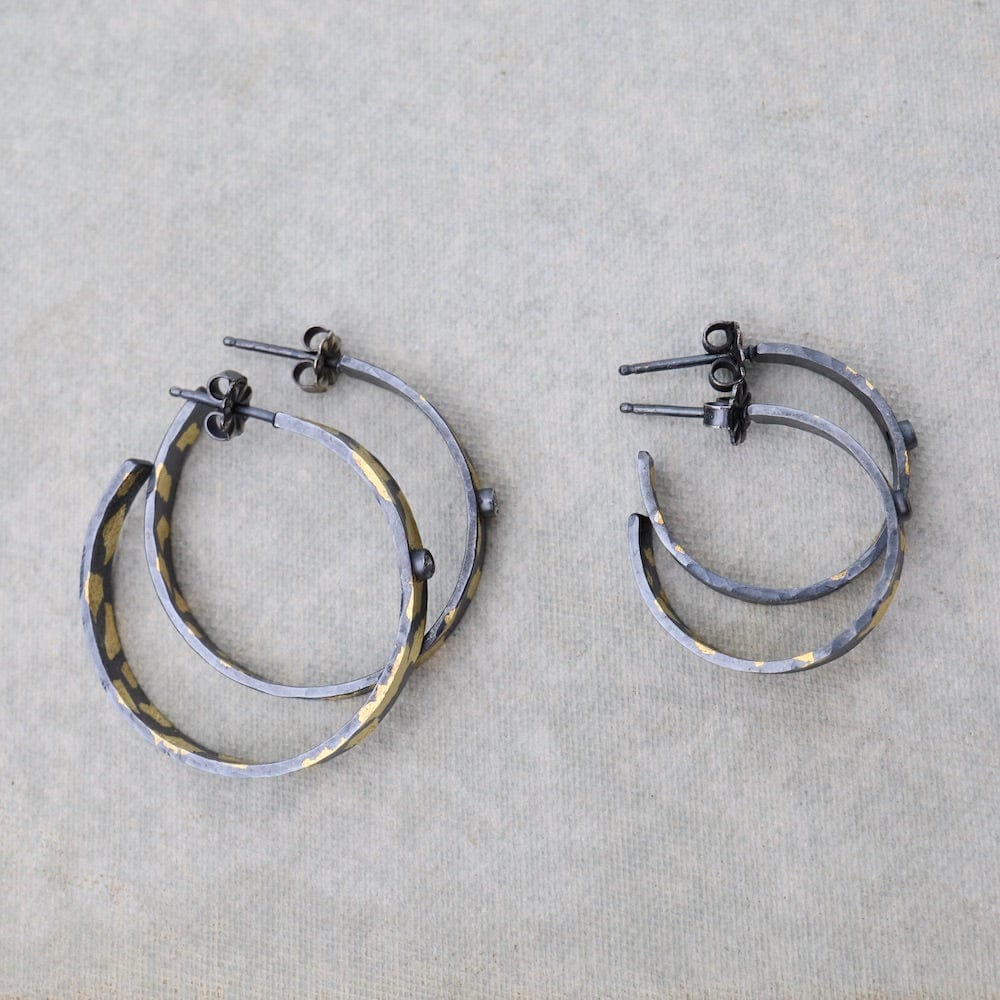 EAR Small Speckled Hoops with Diamonds