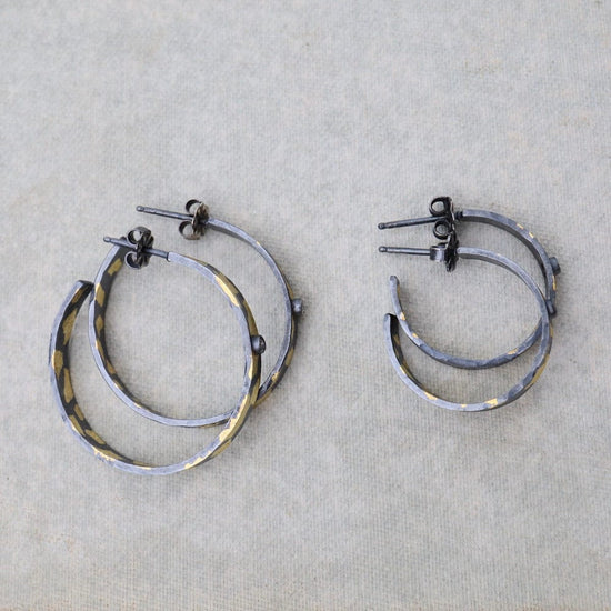 EAR Small Speckled Hoops with Diamonds