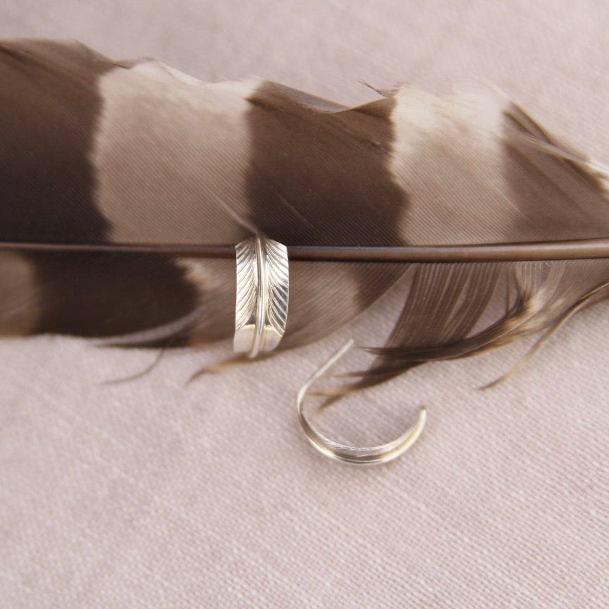 EAR Small Sterling Silver Feather Hoops