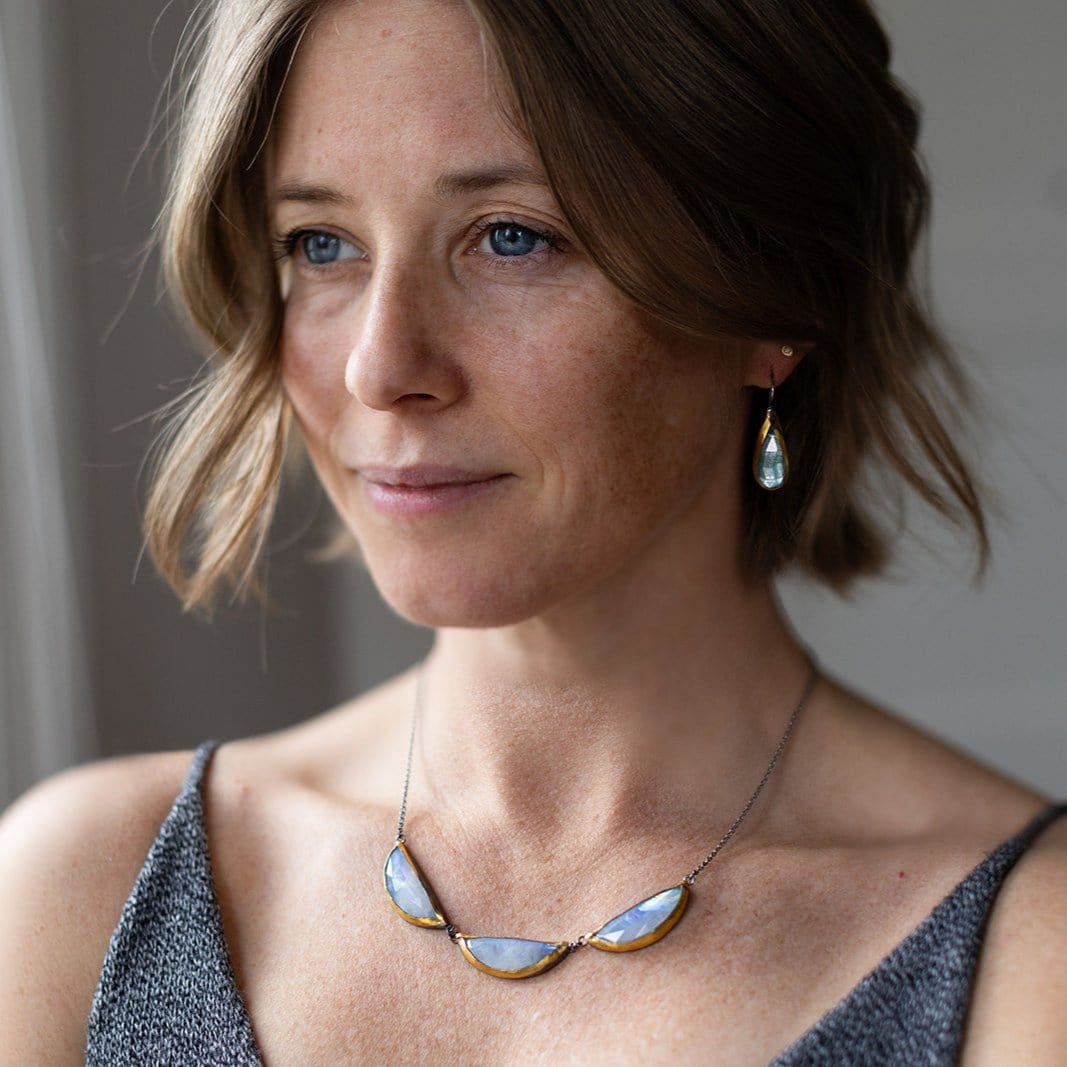 EAR Small Teardrop Fold Earrings with Sky Blue Kyanite