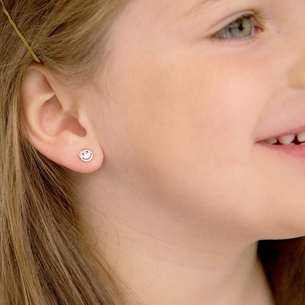 EAR Smiley Face Childrens Earriings - Screw Back