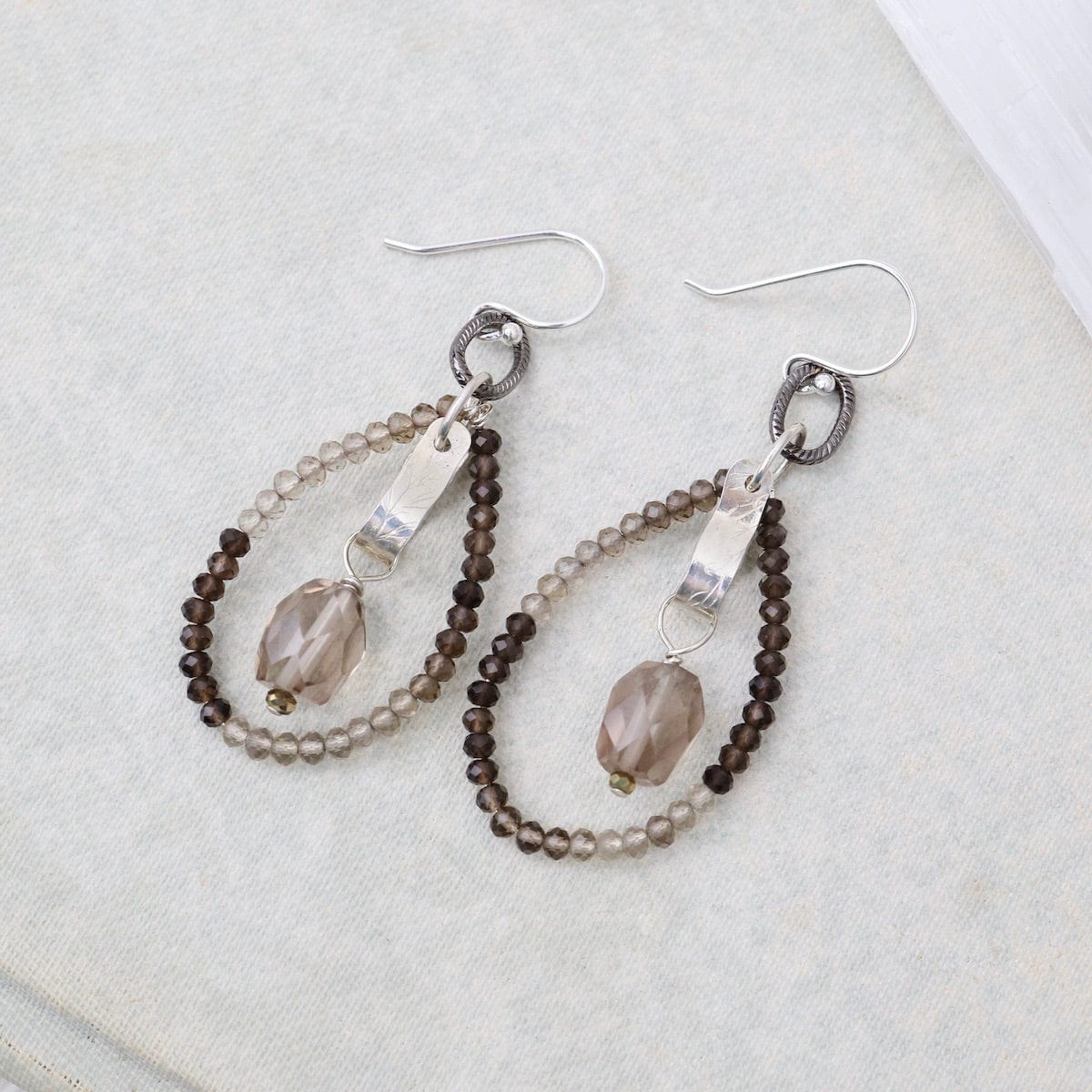 EAR Smokey Quartz Ombre Hoop Earrings