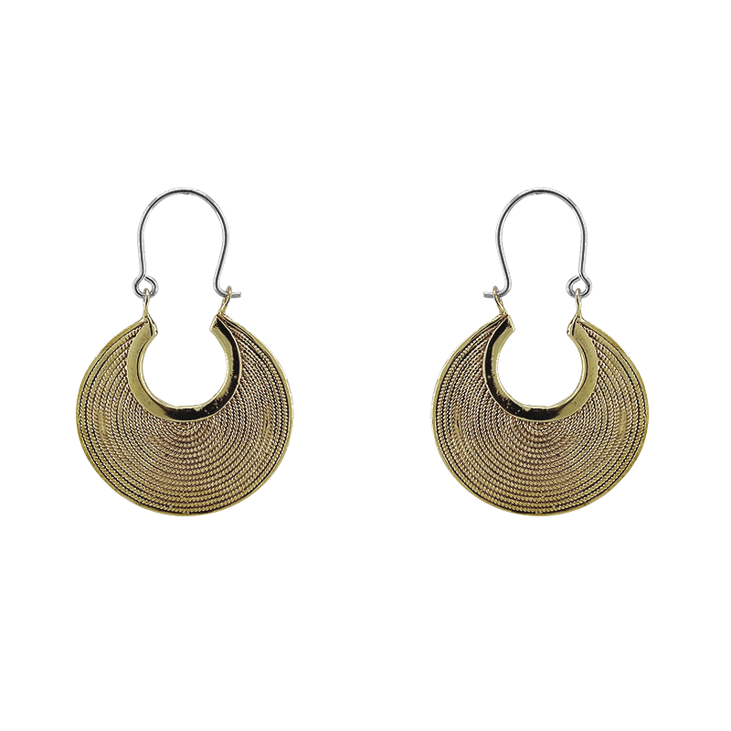 EAR Solid Brass Hoop Earrings with Minute Braiding